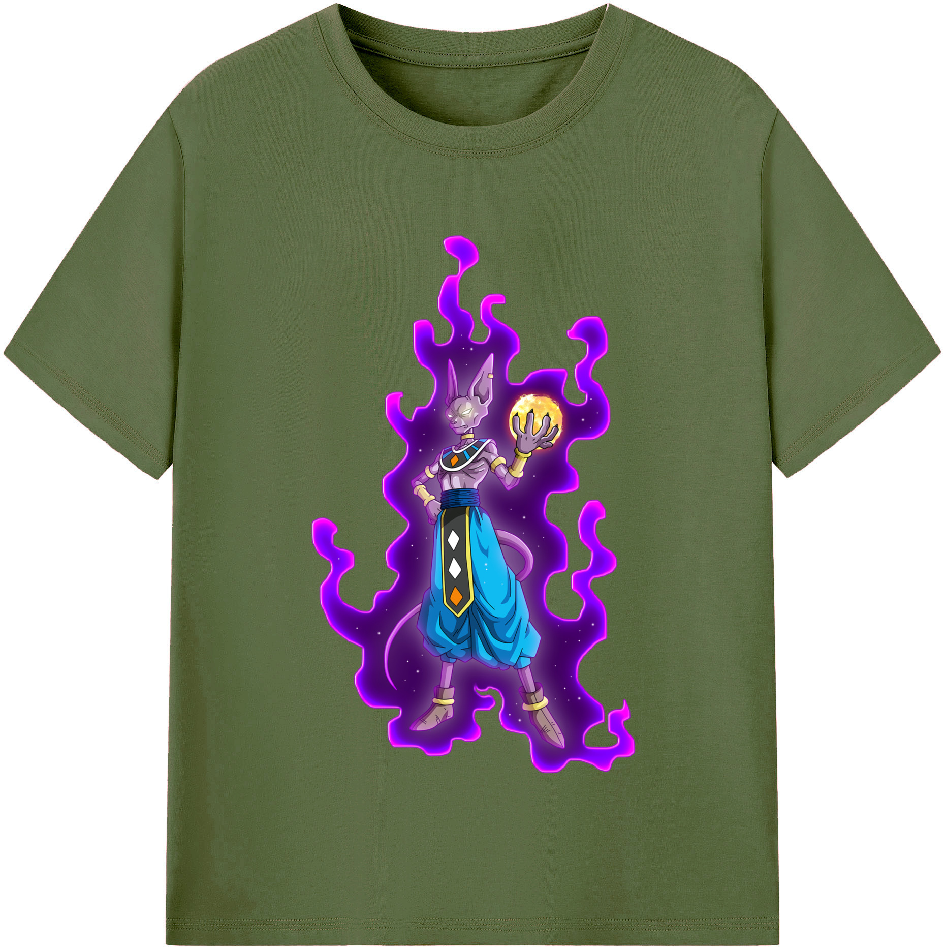 （画像用） ドラゴンボール ビルス 破壊神ビルス DRAGON BALL Beerus Birusu 綿100％半袖Tシャツ（フロントプリント）